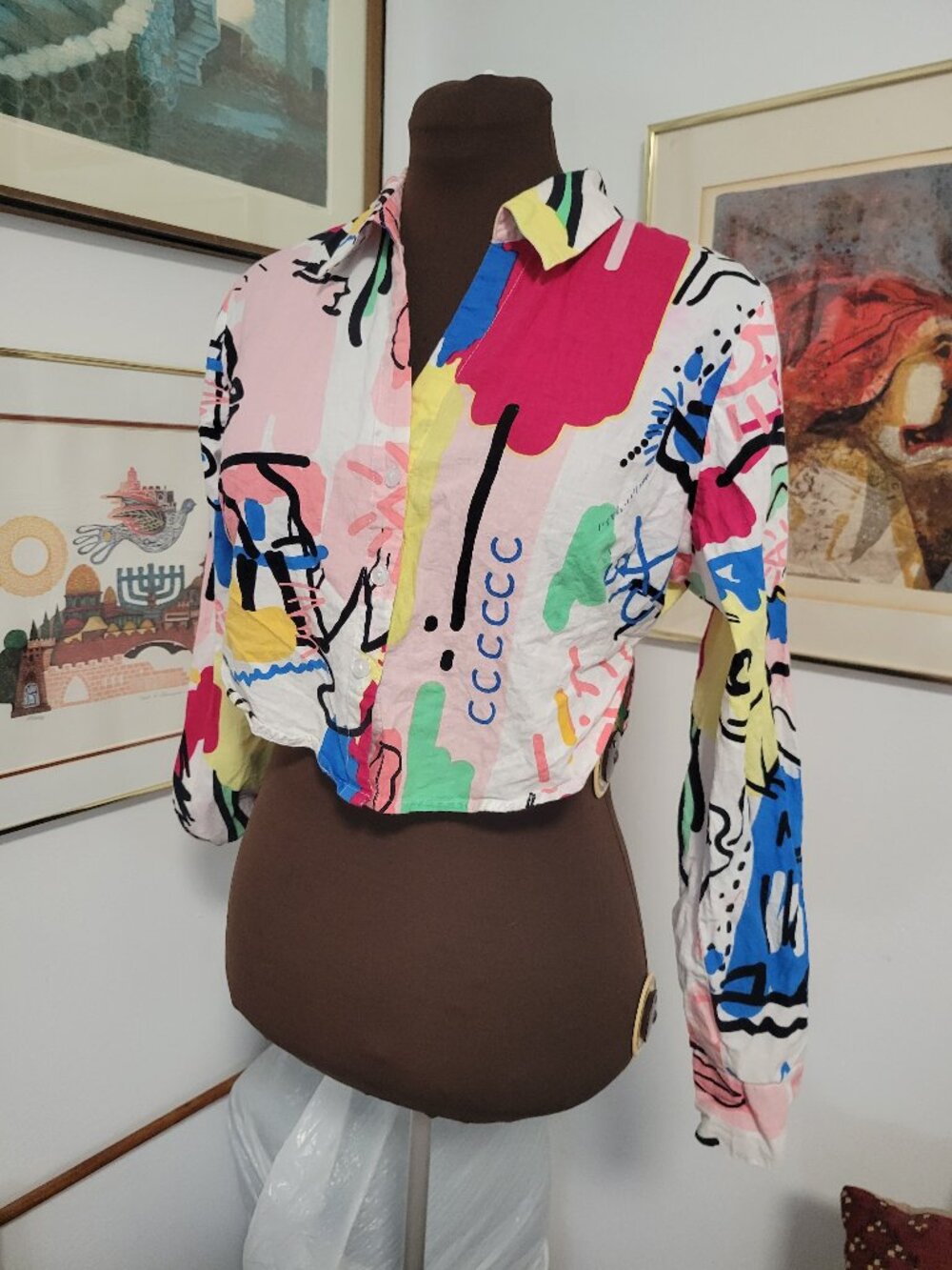 Original Crop Top Vintage 80's Colorful Top